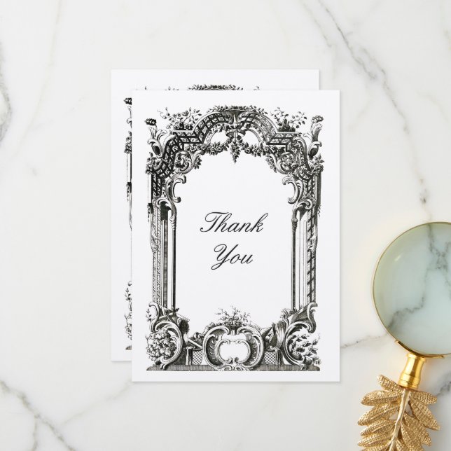 Tarjeta De Agradecimiento Rococo barroco francés vintage (Anverso/Reverso In Situ)