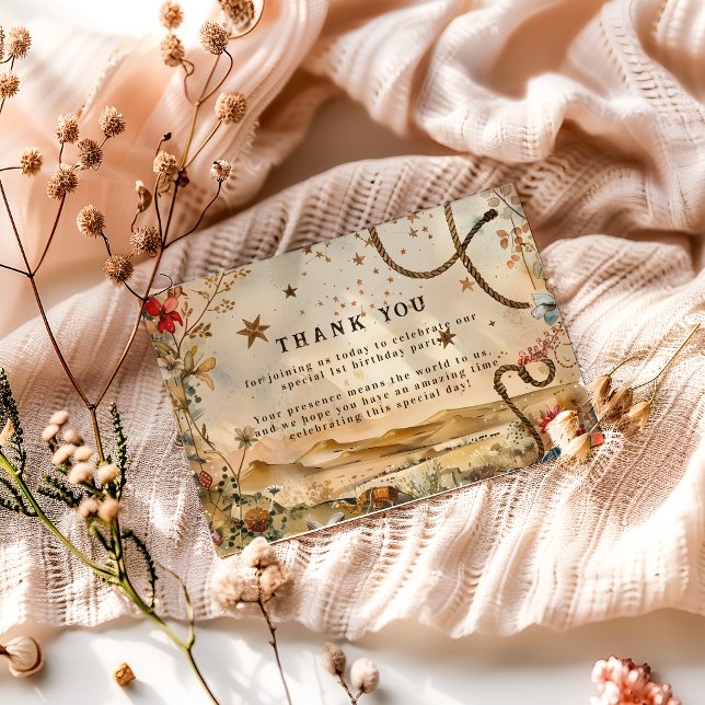 Tarjeta De Agradecimiento Rodeo Boots & Cactus 1st Birthday (Subido por el creador)