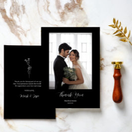 Tarjeta De Agradecimiento ROE Boda de fotografías simples en blanco y negro