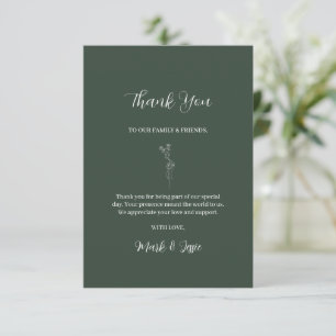 Tarjeta De Agradecimiento ROE Dusky Green & White Simple Boda