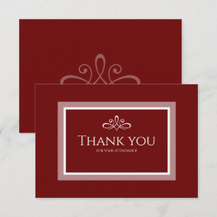 tarjeta de agradecimiento roja borgoña