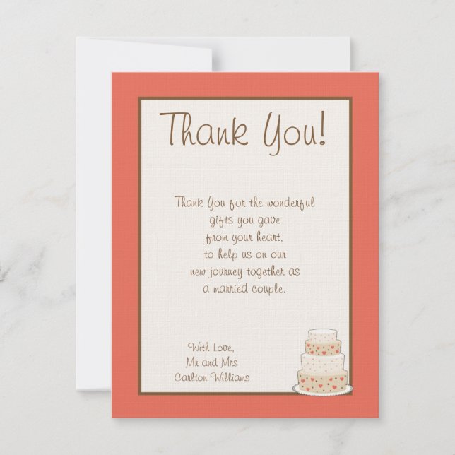 Tarjeta de agradecimiento roja/crema Boda (Anverso)