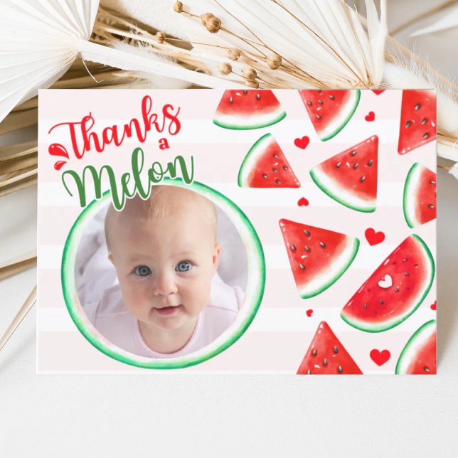 Tarjeta de agradecimiento roja de primer cumpleaño (1st birthday)