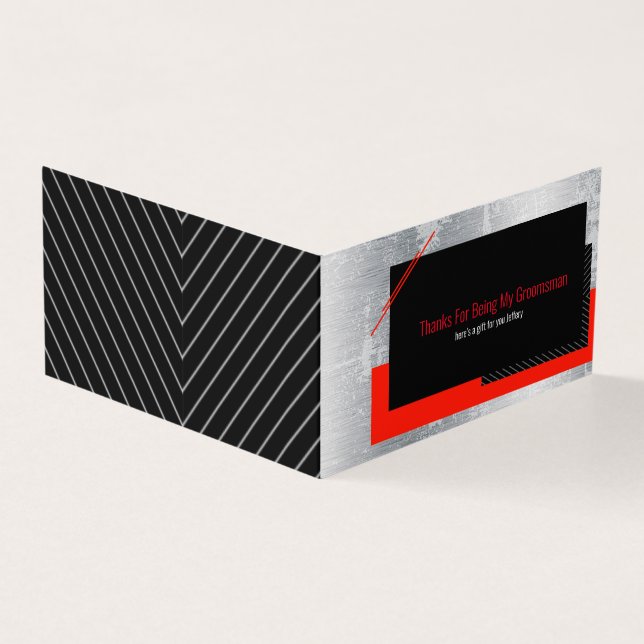 Tarjeta de agradecimiento roja, negra y gris (Exterior)
