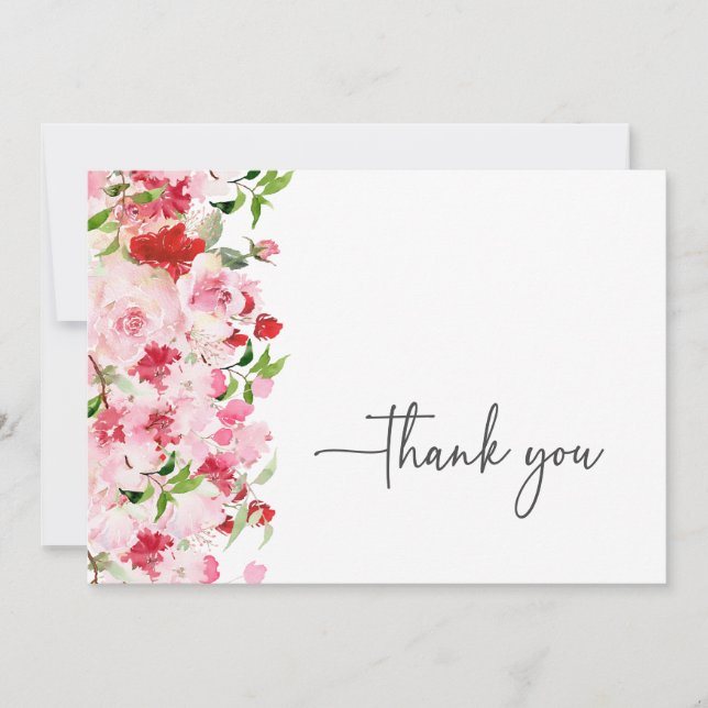 Tarjeta de agradecimiento roja rosa (Anverso)