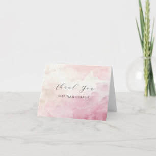Tarjeta De Agradecimiento Rojizo Rosa Aguada de Acuarela Elegante