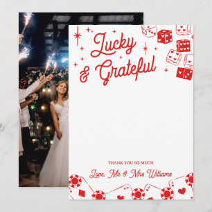 Tarjeta De Agradecimiento Rojo Afortunado en el Amor Agradecido Boda Gracias