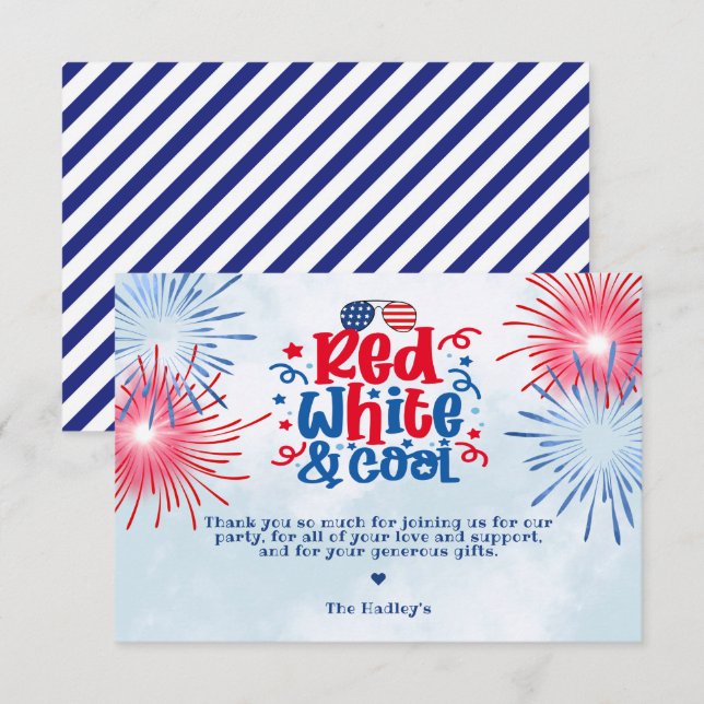 Tarjeta De Agradecimiento Rojo Blanco y Genial (Anverso / Reverso)