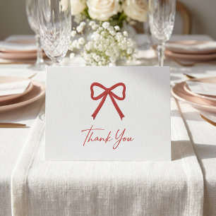 Tarjeta De Agradecimiento Rojo Blanco y Yo Hago Tema Nupcial Rojo