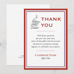Tarjeta De Agradecimiento Rojo Formal del Capitolio de EE. UU. Post-Elección