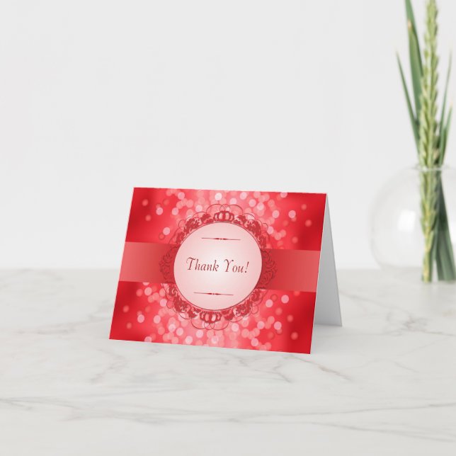 Tarjeta De Agradecimiento Rojo Rubí 40 Aniversario Gracias (Anverso)