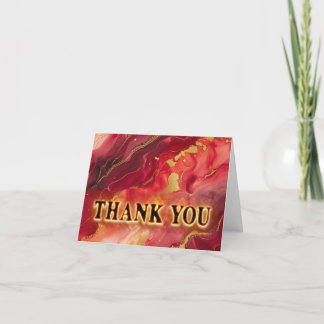 Tarjeta De Agradecimiento Rojo y Oro Flamante caliente