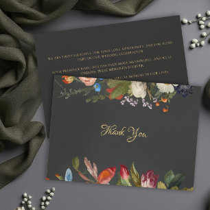 Tarjeta De Agradecimiento Rojos Florales Oscuros Góticos Románticos Malhumor