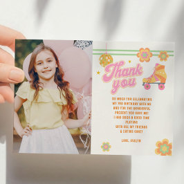 Tarjeta De Agradecimiento Roll Chica Roller Skating foto del cumpleaños