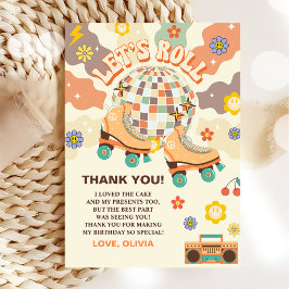 Tarjeta De Agradecimiento Roll Skate Retro Disco