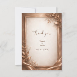 Tarjeta De Agradecimiento Romance de Boda de Lujo Rosa Cobre Metálico