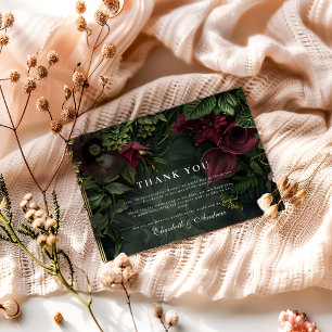 Tarjeta De Agradecimiento Romance de Boda en Jardín Gótico
