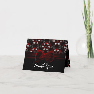 Tarjeta De Agradecimiento Romance de Boda Gótica Noche Oscura Rojo y Negro