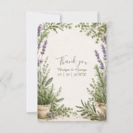 Tarjeta De Agradecimiento Romance de jardín de boda de hierbas de lavanda