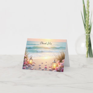 Tarjeta De Agradecimiento Romance de Oceanside Bajo la Luz Costera