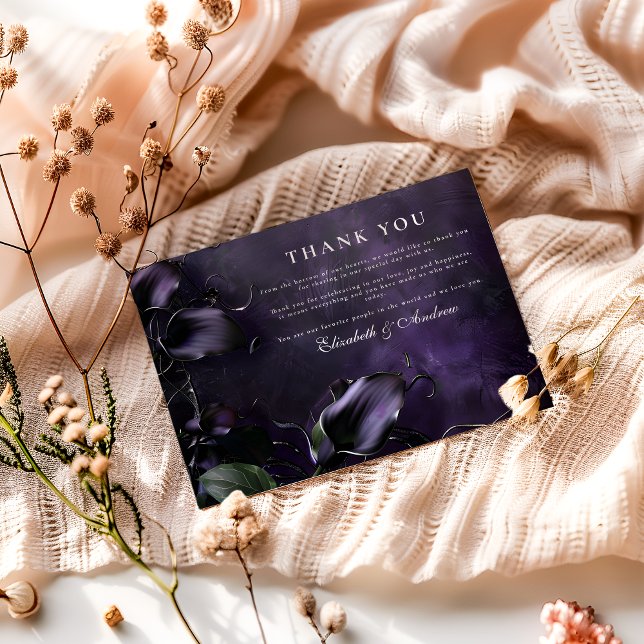 Tarjeta De Agradecimiento Romance gótico violeta oscuro (Subido por el creador)