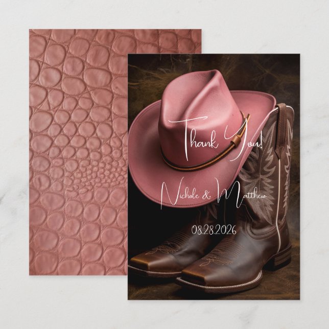 Tarjeta De Agradecimiento Romance ruso: Boots y Gorra (Anverso / Reverso)