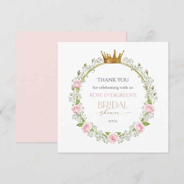 Tarjeta De Agradecimiento Romance Sonrojado: Rosas Rosadas y Respiración de  (Anverso / Reverso)