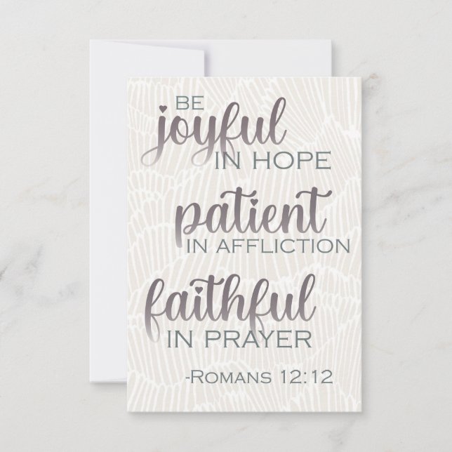 Tarjeta De Agradecimiento Romans 12:12 Stationary Card  (Anverso)