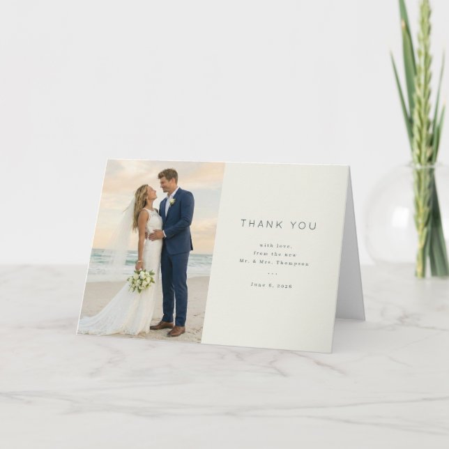 Tarjeta De Agradecimiento Romantic Beach Photo (Anverso)