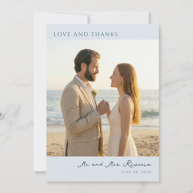 Tarjeta De Agradecimiento Romantic Beige Naturalistic Photo (Anverso)