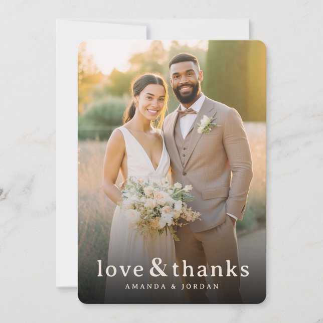 Tarjeta De Agradecimiento Romantic Beige Photo (Anverso)