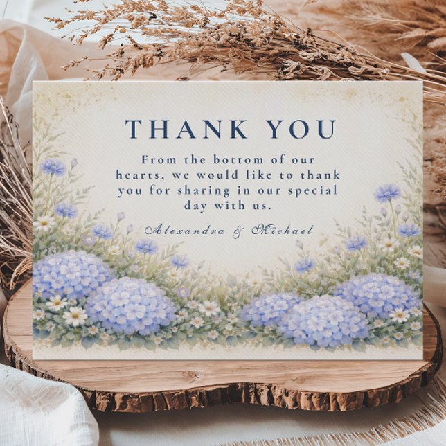 Tarjeta De Agradecimiento Romantic Blue Hydrangea Wedding (Subido por el creador)