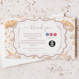 Tarjeta De Agradecimiento Romantic Blush Croissant Bakery Business