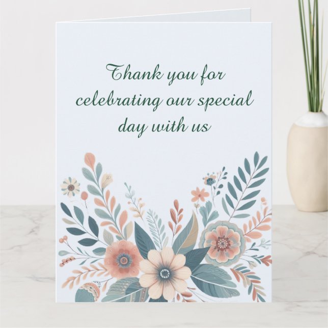 Tarjeta De Agradecimiento Romantic Bohemian Floral Wedding (Anverso)