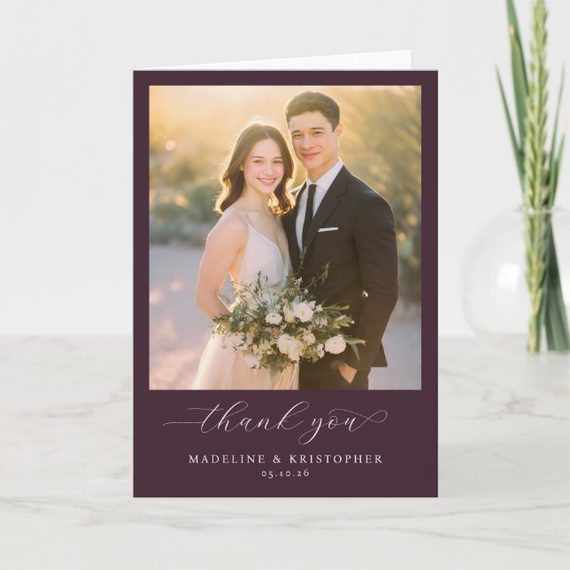 Tarjeta De Agradecimiento Romantic Burgundy Photo (Anverso)
