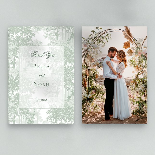 Tarjeta De Agradecimiento Romantic Classic Sage Green Landscape Toile (Subido por el creador)