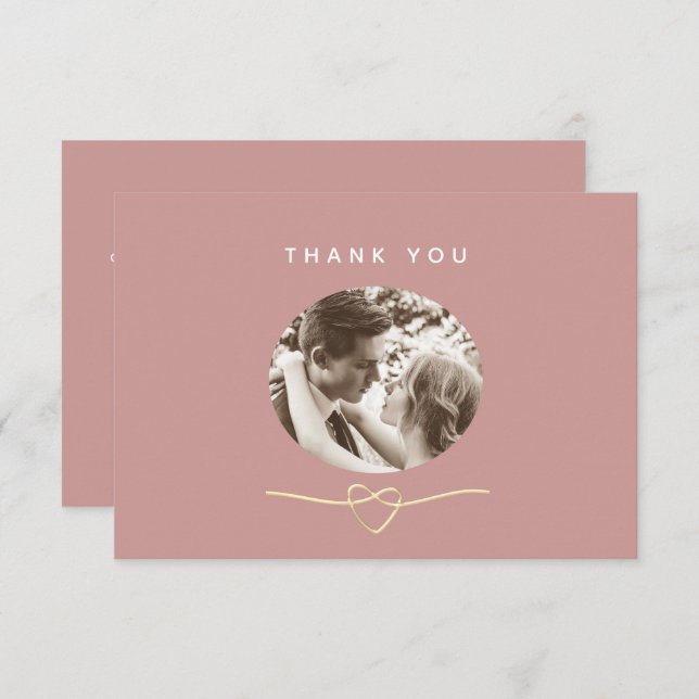 Tarjeta De Agradecimiento Romantic Dusty Rose Photo Wedding (Anverso / Reverso)
