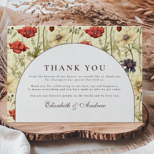 Tarjeta De Agradecimiento Romantic Fall Floral Wedding (Subido por el creador)