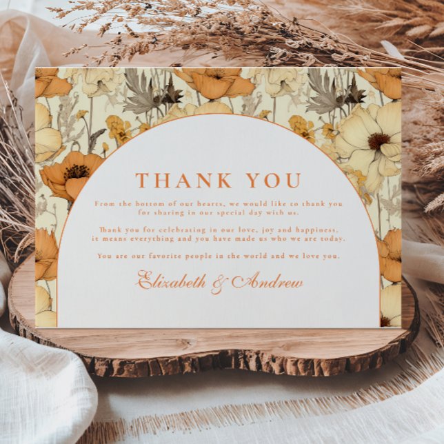Tarjeta De Agradecimiento Romantic Fall Floral Wedding (Subido por el creador)