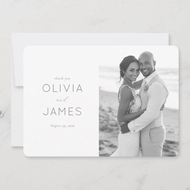 Tarjeta De Agradecimiento Romantic Grayscale Beach Embrace (Anverso)