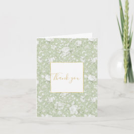 Tarjeta De Agradecimiento Romantic Green White Floral Thank You