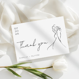 Tarjeta De Agradecimiento Romantic Hand Drawn Lovely Modern Wedding