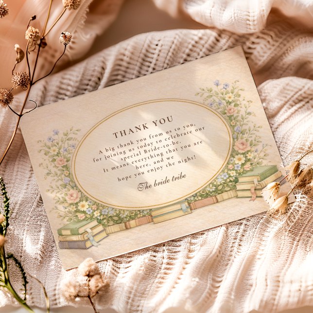 Tarjeta De Agradecimiento Romantic Literary Floral Bridal Shower (Subido por el creador)