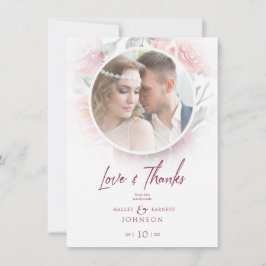 Tarjeta De Agradecimiento Romantic Modern Classic Floral Pink Shades Photo