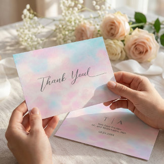 Tarjeta De Agradecimiento Romantic Pastel Thank You Card – Soft Pink & Blue 