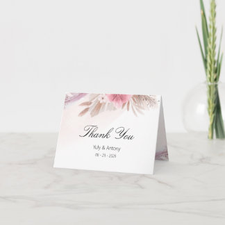 Tarjeta De Agradecimiento Romantic Rose and Champagne Boho Chic Wedding