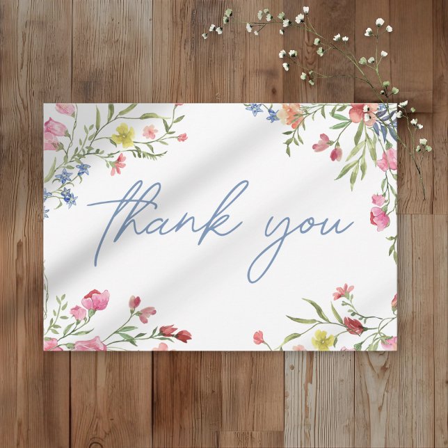 Tarjeta De Agradecimiento Romantic Spring Wildflower Garden Wedding (Subido por el creador)
