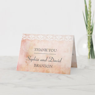 Tarjeta De Agradecimiento Romantic Vintage Rose and Lace Wedding  THANK YOU