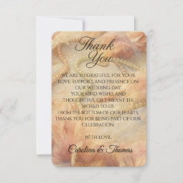 Tarjeta De Agradecimiento Romantic Watercolor Floral Pearls Feathers Wedding