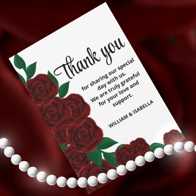 Tarjeta De Agradecimiento Romántica caída boda al aire libre hermosas rosas  (Subido por el creador)